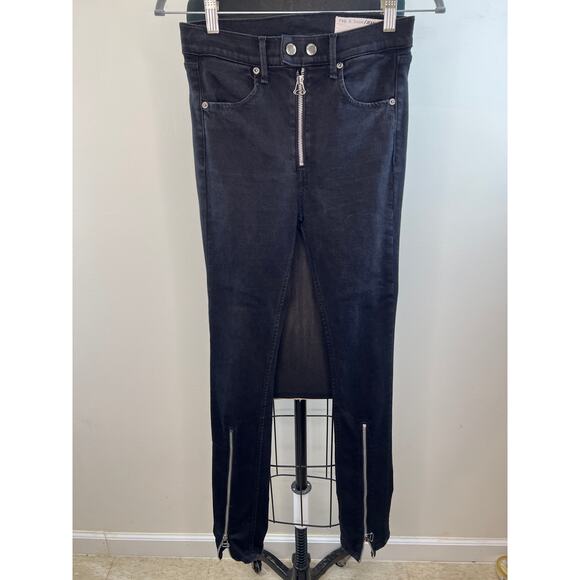 rag & bone Isabel Skinny Jeans High Rise Moto-Inspired Zippers in Black Size 27 - Picture 2 of 8
